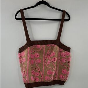 3For$20 Cider Brown and Pink Knit Crop Top size 3X